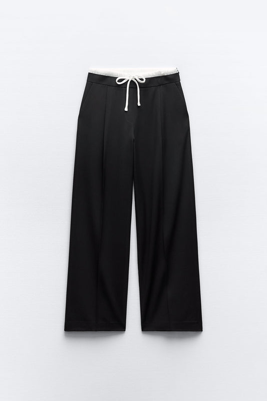 Wide Trousers With Double Waistband